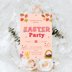 Easter Invitation,  Easter Party Invitation, Easter Egg Hunt Invitation,,  Easter Egg thank you tags , Printable And Editable Easter Invite