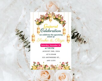 Beautiful floral invitations, Mehendi invitation, Printable Haldi invitations, Mehndi invitations Digital Dholki invitation