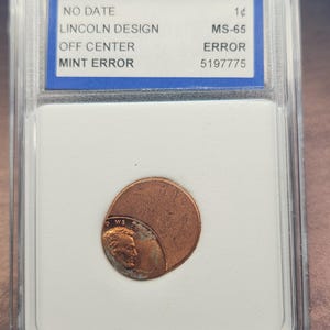 Lincoln Cent Off-Center Error IGS MS65 - Major Mint Error Penny - No Date Gem Uncirculated