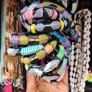 African Tribal Bangles - Set of 5 Woven Boho Bracelets. Modish Adorn Jewels. Gift for her.