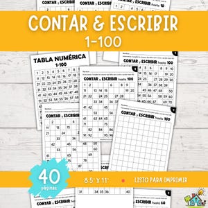 May include: Educational printable worksheets for counting and writing numbers 1-100. The image shows multiple pages with number charts and fill-in-the-blank exercises. The worksheets are designed for learning and practice.
