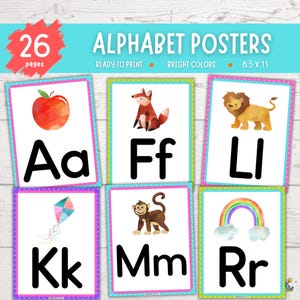 Alphabet Posters for Classroom Decoration Uppercase and Lowercase Letters Large Flashcards ABC for Kindergarten Phonics Cards Printable