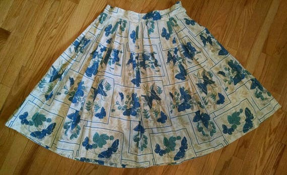 Vintage Dirndl Skirt with Blue Butterflies and Fo… - image 4