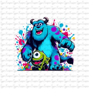 Disney Monsters Characters Watercolor Png, Disney Monsters Png, Disney Mike Png,Disney Sully Png, Monster Inc Png, Monsters University Png