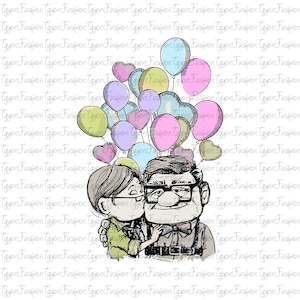 Disney Up Png, Carl and Ellie Png, Up Movie Png, Adventure Awaits Rainbow Balloons Png, My Greatest Adventure Png, Her Carl His Ellie Png