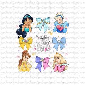 Disney Princess Coquette Bows Png, Disney Princess Bow Png, Disney Princess Aurora Tiana Rapunzel Png, Magic Kingdom Png,Disney Bow Png