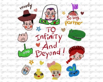 Toy Story To infinity and Beyond Png, Toy Story Friends Png, Disney Woody Jessie Buzz Alien Rex Png, Family Vacation Png, Instant Download