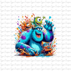 Disney Monsters Characters Watercolor Png, Disney Monsters Png, Disney Mike Png,Disney Sully Png, Monster Inc Png, Monsters University Png