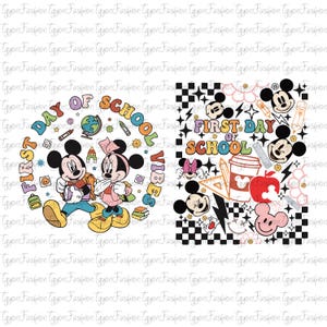 Disney Mickey and Friends Back to School Png, Disney Mickey First Day of School Png, Disney First Grade Teacher Png,Disney School Season Png