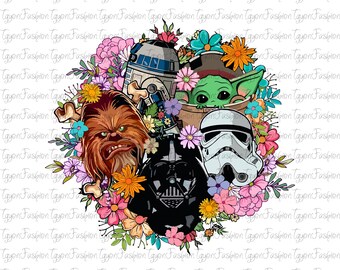 Personajes de Disney Star Wars Florales Png, Galaxy's Edge Png, Darth Vader Png, Star Wars Png, Archivo Digital, Que la Fuerza te Acompañe Png