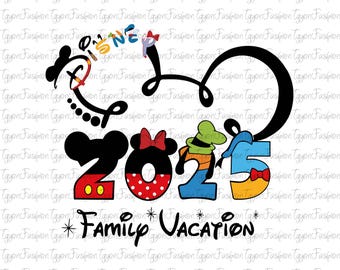 Disney Mickey and Friends Family Vacation 2025 Png, Disney Family Trip Png,Mickey Mouse Png, Mickey Minnie Pluto Goofy Png, Instant Download
