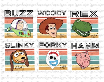 Paquete de personajes de Toy Story Png, amigos de Toy Story Png, Disney Woody Jessie Buzz Rex Png, vacaciones familiares Png, archivo digital, descarga instantánea