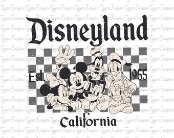 Disneyland Mickey and Friends California Est 1955 Png, Mickey Mouse Png, Disney Mickey Minnie Pluto Goofy Donald Png, Disney Vacation Png
