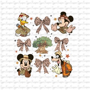 Disney Mickey and Friends Safari Coquette Bows Png, Disney Safari Png, Mickey Mouse Png, Disney Animal Kingdom Png,Safari Mode Png