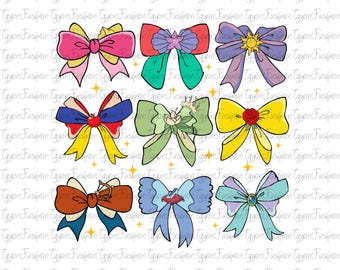 Disney Princess Cute Ribbons And Bows Png,Disney Princess Bow Png,Disney Princess Aurora Tiana Rapunzel Png,Magic Kingdom Png,Disney Bow Png