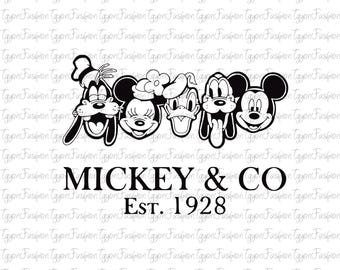 Disney Mickey and Co. Est. 1928 Png, Disney Mickey Birthday Png, Mickey Mouse Png, Disney Mickey Minnie Pluto Goofy Png,Mickey Balloon Png