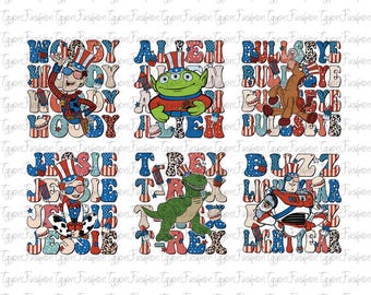 Toy Story Characters 4th Of July Bundle Png, Toy Story Friends Png, Disney Woody Jessie Buzz Rex Png, Matching American Png,Instant Download