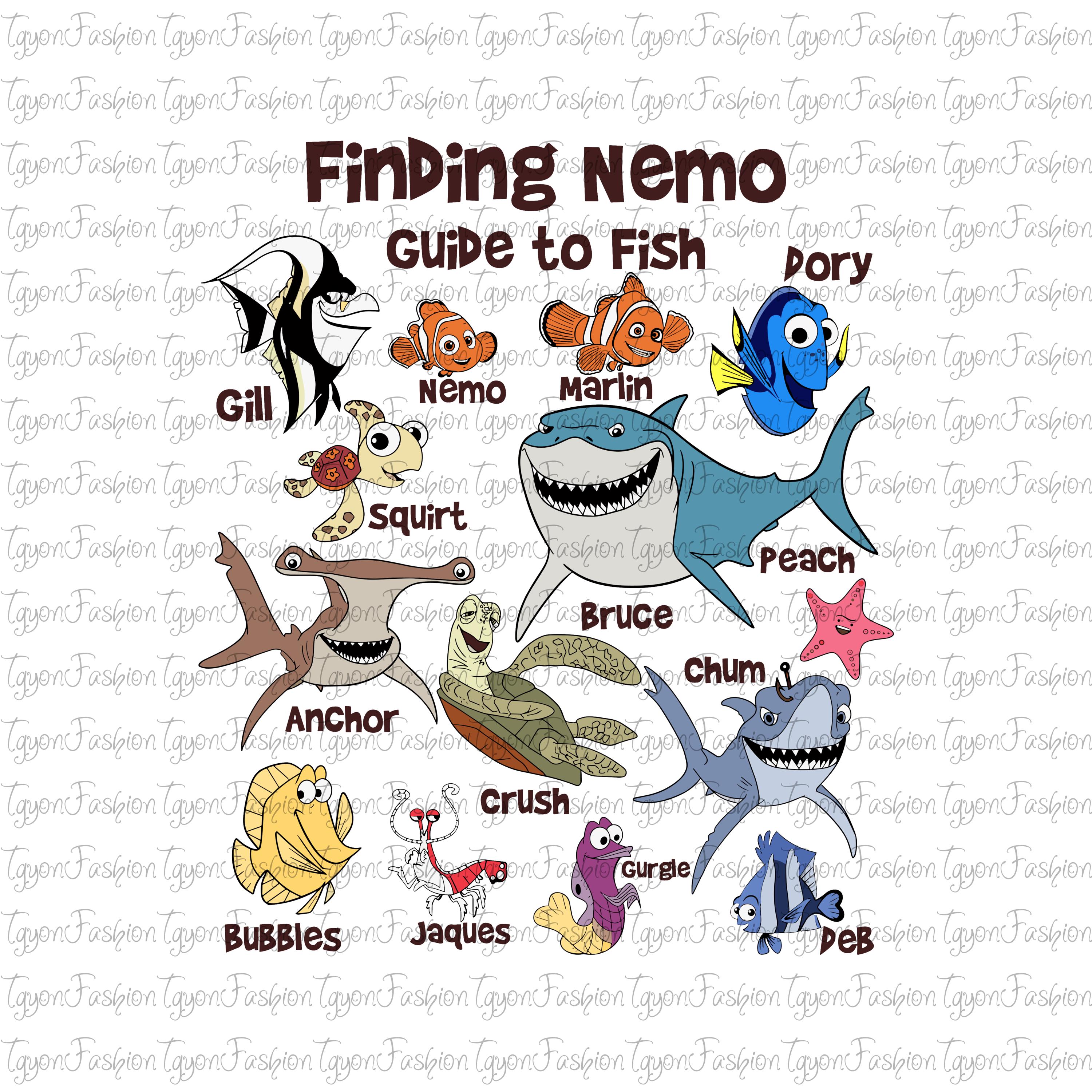 Disney Finding Nemo Guide To Fish Png, Finding Nemo Matching Png, Finding  Dory Png,Nemo Characters Png,Nemo Marlin Dory Png,Instant Download, image size:3000x3000