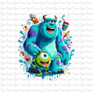 Disney Monsters Characters Watercolor Png, Disney Monsters Png, Disney Mike Png,Disney Sully Png, Monster Inc Png, Monsters University Png