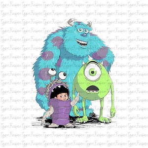 Disney Monsters Characters Watercolor Png, Disney Monsters Png, Disney Mike Png,Disney Sully Png, Monster Inc Png, Monsters University Png