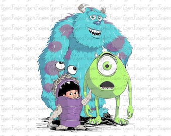 Disney Monsters Charaktere Aquarell Png, Disney Monsters Png, Disney mike Png, Disney Sully Png, Monster Inc Png, Monster Universität Png