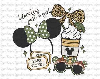 Disney Coquette Bow Literally Just A Girl Animal Kingdom Png,Magic Kingdom Png, Disney Animal Kingdom Png, Safari Mode Png, Instant Download
