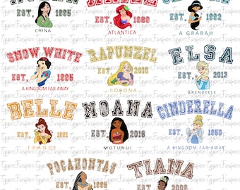 Disney Princess Characters Watercolor Png, Disney Princess Group Png, Disney Vacation Png, Disney Magic Kingdom Png, Disney Trip Png