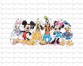 Disney Mickey and Friends Watercolor Png, Mickey Birthday Png, Mickey Mouse Png, Mickey Minnie Pluto Goofy Donald Png, Instant Download
