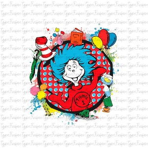 Dr Seuss Thing 1 Png, Cat In The Hat Png,Read Across America Png,Reading Friends Png,Reading Day,Digital File, Teacher Png, Dr Seuss Day Png