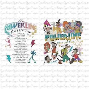 Disney Retro 90s Goofy Bundle Png, Disney Goofy Powerline Stand Out Tour 95 Png, Goofy Max Powerline Png, Magic Kingdom Png, Powerline Png