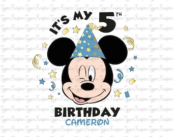 Disney Mickey Birthday Custom Name Png, Mickey Birthday Png, Mickey Mouse Png, Disney Mickey Minnie Pluto Goofy Donald Png, Instant Download