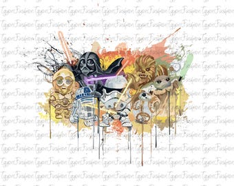 Acuarela de Disney Star Wars (Png), Galaxy's Edge (Png), Darth Vader (Png), Star Wars (Png), Archivo digital, Que la fuerza te acompañe (Png), Descarga instantánea
