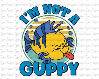 Disney The Little Mermaid Flounder I Am Not A Guppy Png, Flounder Fish Png,The Little Mermaid Png, Princess Ariel Png, Ariel Flounder Png