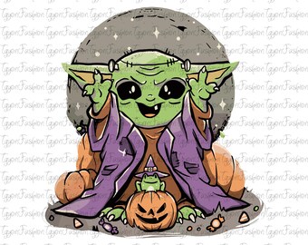 Disney Star Wars Yoda Halloween Png, Galaxy's Edge Png, Star Wars Halloween Png, Disney Trick or Treat Png, Baby Yoda Png, Spooky Season Png