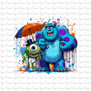 Disney Monsters Characters Watercolor Png, Disney Monsters Png, Disney Mike Png,Disney Sully Png, Monster Inc Png, Monsters University Png