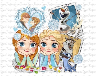 Disney Frozen Coquette Bows Watercolor Png, Disney Olaf and Sven Png,Disney Magic Kingdom Png,Disneyland Frozen Png,Disney Elsa and Anna Png
