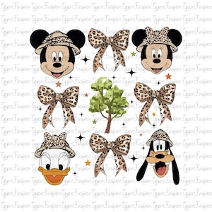 Disney Mickey and Friends Safari Coquette Bows Png, Disney Safari Png, Mickey Mouse Png, Disney Animal Kingdom Png,Safari Mode Png