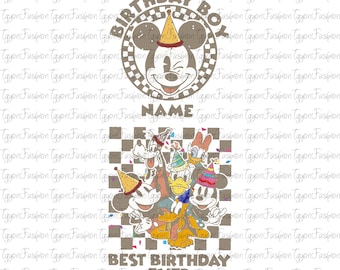 Disney Mickey Birthday Custom Name Png, Mickey Birthday Png, Mickey Mouse Png, Disney Mickey Minnie Pluto Goofy Donald Png, Instant Download