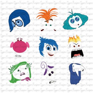 Disney Inside Out Characters Face Bundle Png,Inside Out 2 Png,Today I Feel All The Feels Png, It&#39;s Okay To Feel All The Feels Png, Anger Png