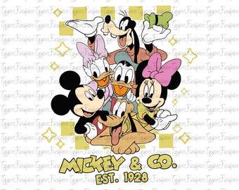 Disney Mickey and Co. Est. 1928 Png, Disney Mickey Birthday Png, Mickey Mouse Png, Disney Mickey Minnie Pluto Goofy Png,Mickey Balloon Png