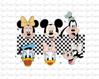 Disney Mickey and Friends Checkered Png, Classic Mickey Png,Mickey Mouse Png,Disneyland Family Vacation Png,Instant Download,Disney Trip Png