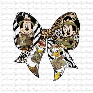 Disney Mickey and Friends Safari Coquette Bows Png, Disney Safari Png, Mickey Mouse Png, Disney Animal Kingdom Png,Safari Mode Png