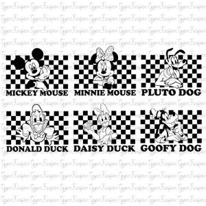 Disney Mickey and Friends Checkered Bundle Png, Mickey Birthday Png, Mickey Mouse Png,Mickey Minnie Pluto Goofy Donald Png, Instant Download