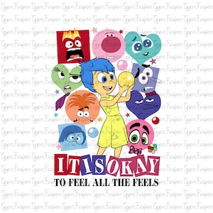 Disney Inside Out Characters Png,Inside Out 2 Png, It&#39;s Okay To Feel All The Feels Png, Anxiety Png,Anger Png,Mental Health,Instant Download