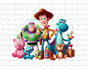 Toy Story Charaktere Png, Toy Story Freunde Png, Disney Woody Jessie Buzz Alien Rex Png, Familienurlaub Png, digitale Datei, sofortiger Download