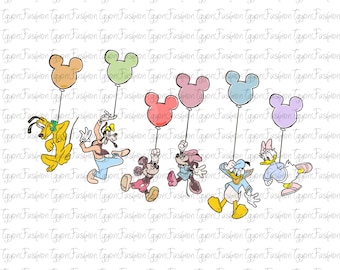 Disney Mickey and Friends Balloon Png,Disney Minnie Mouse Png, Mickey Mouse Png, Disney Mickey Minnie Pluto Goofy Png, Instant Download
