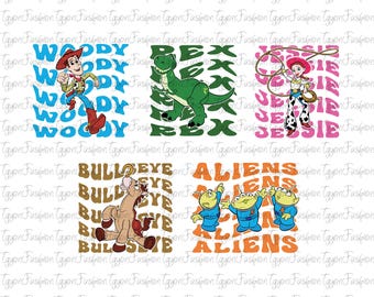 Paquete de personajes de Toy Story Png, amigos de Toy Story Png, Disney Woody Jessie Buzz Rex Png, vacaciones familiares Png, archivo digital, descarga instantánea