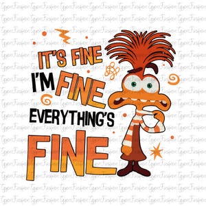 Disney Inside Out Anxiety l&#39;m Fine Png,Inside Out 2 Png, I&#39;m Fine Everything is Fine Png, Anxiety Png, Mental Health, Instant Download