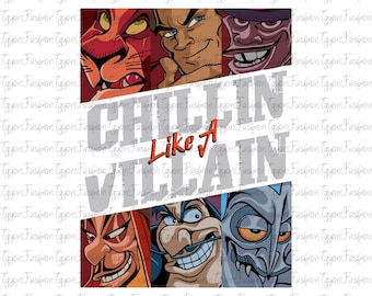 Disney Villains Chillin Like A Villain Group Portrait Png, Disney Villains Png, Disney Villains Characters Png, Evil Queen Hades Scar Png