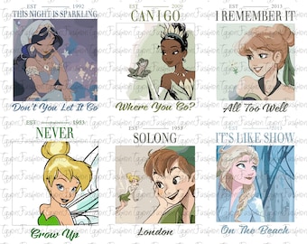 Disney Princess Characters Watercolor Png, Disney Princess Group Png, Disney Princess Aurora Tiana Rapunzel Png, Disney Magic Kingdom Png